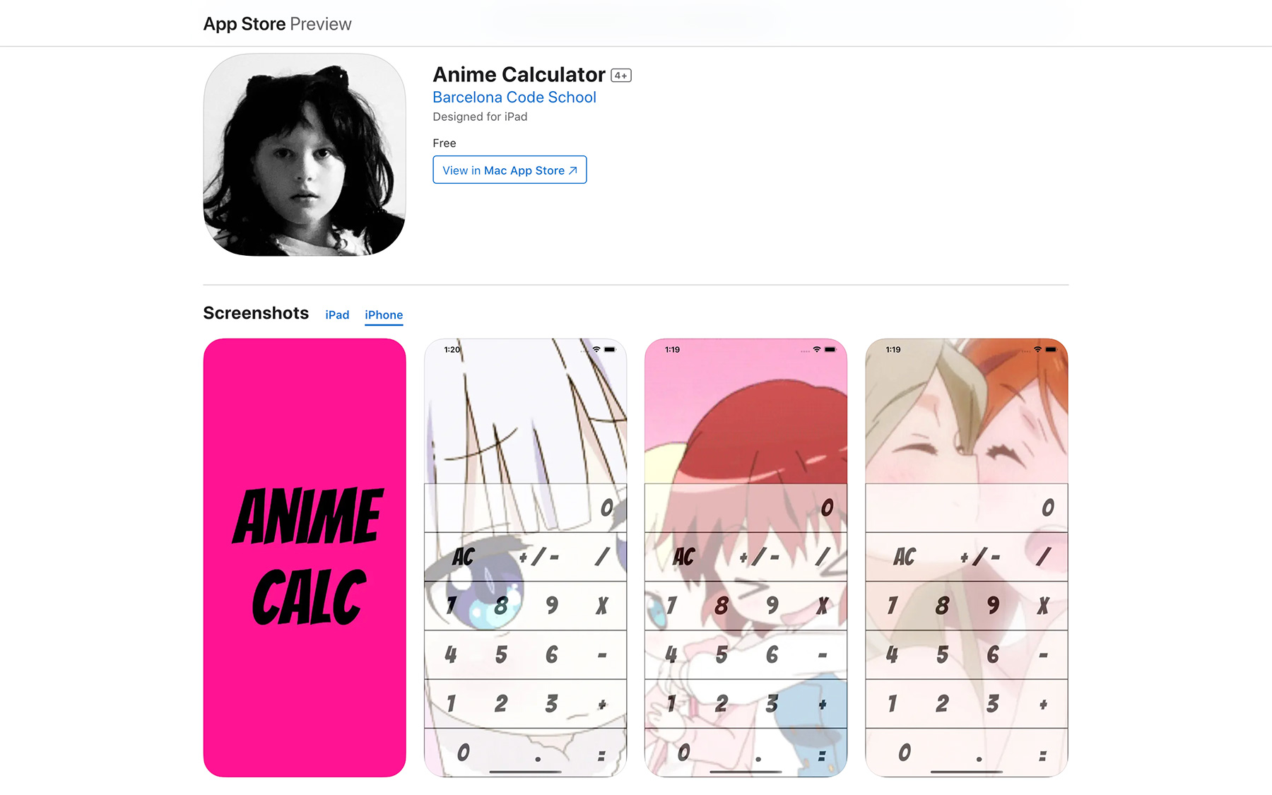 Anime themed calculator app for iOS and Android