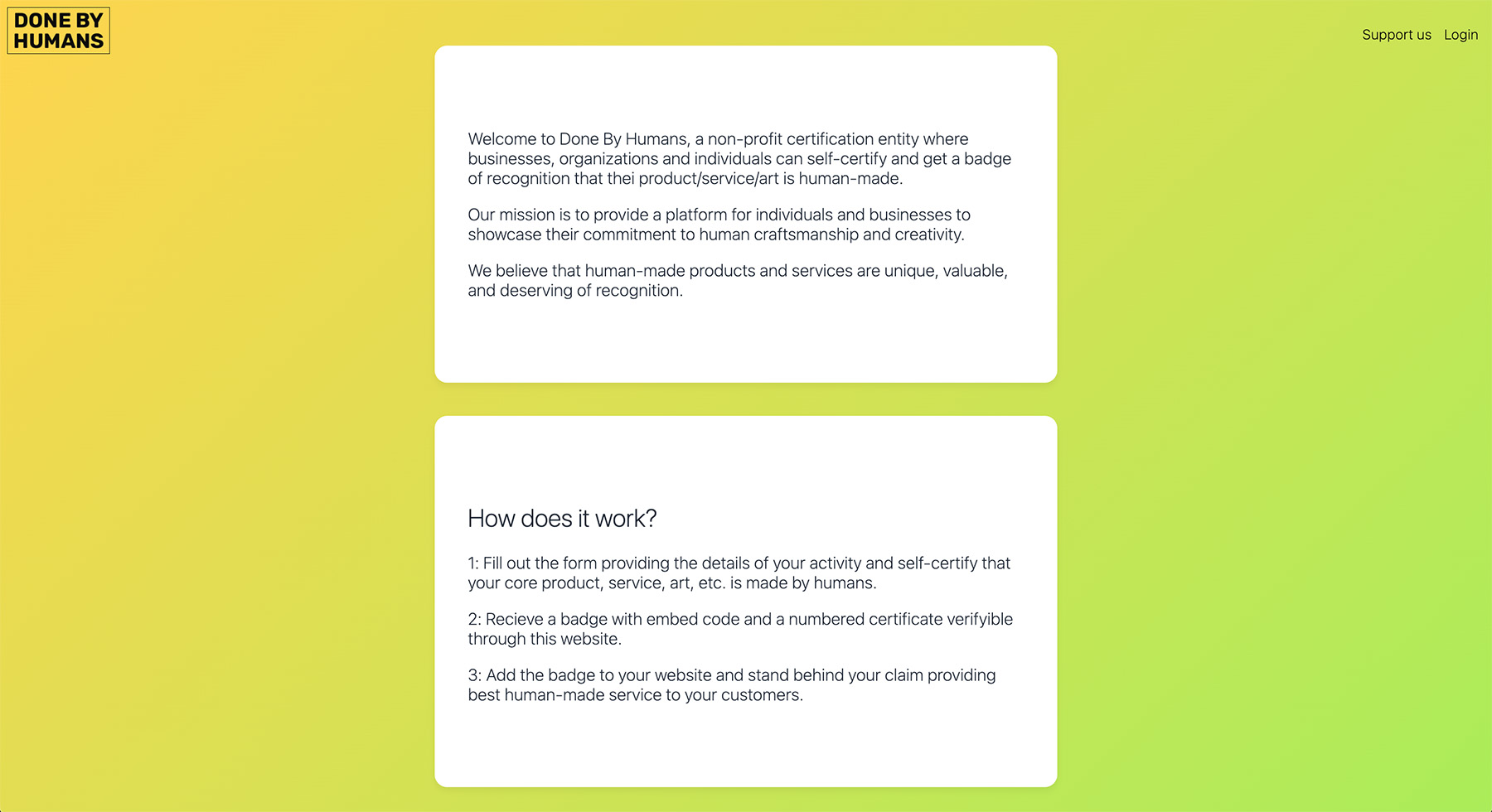 Done By Humans – certification web app for the human-made production