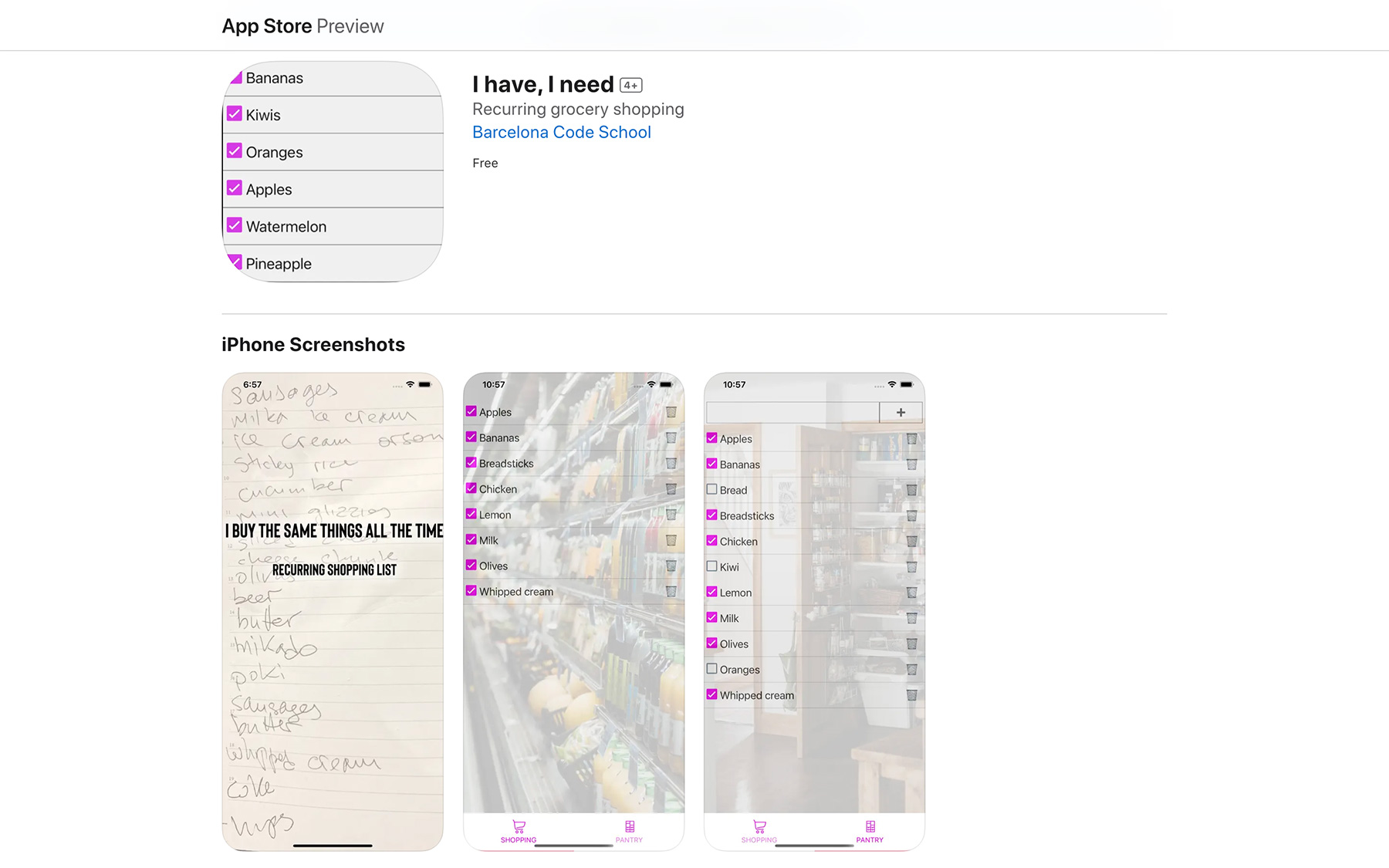 I Have, I Need - Inventory and recurring shopping list